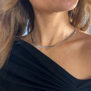 Flad Slange Halskæde - Sølvfarvet