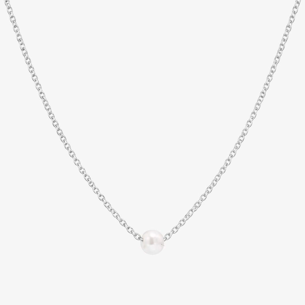 Enkel Perle Halskæde - Sølvfarvet