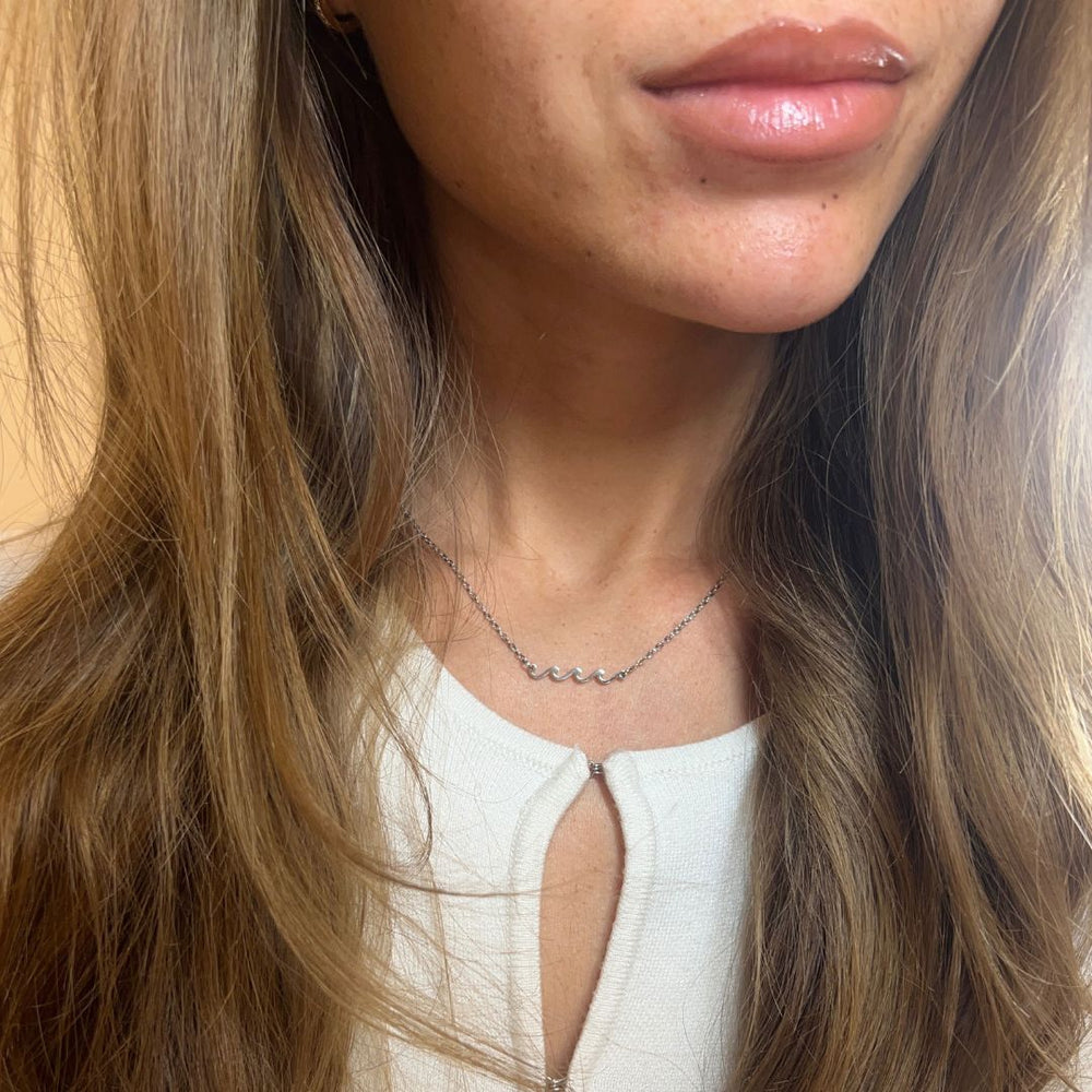 Bølge Halskæde - Sølvfarvet
