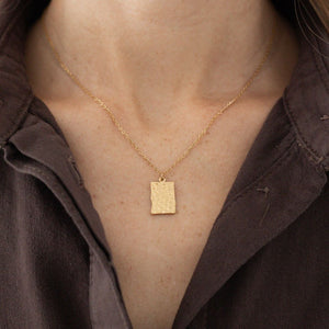 Hamret Square Halskæde - 18K Guldbelagt