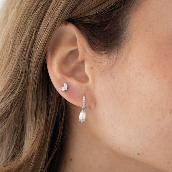 Mini Krystal Stud Øreringe - Sølvfarvet