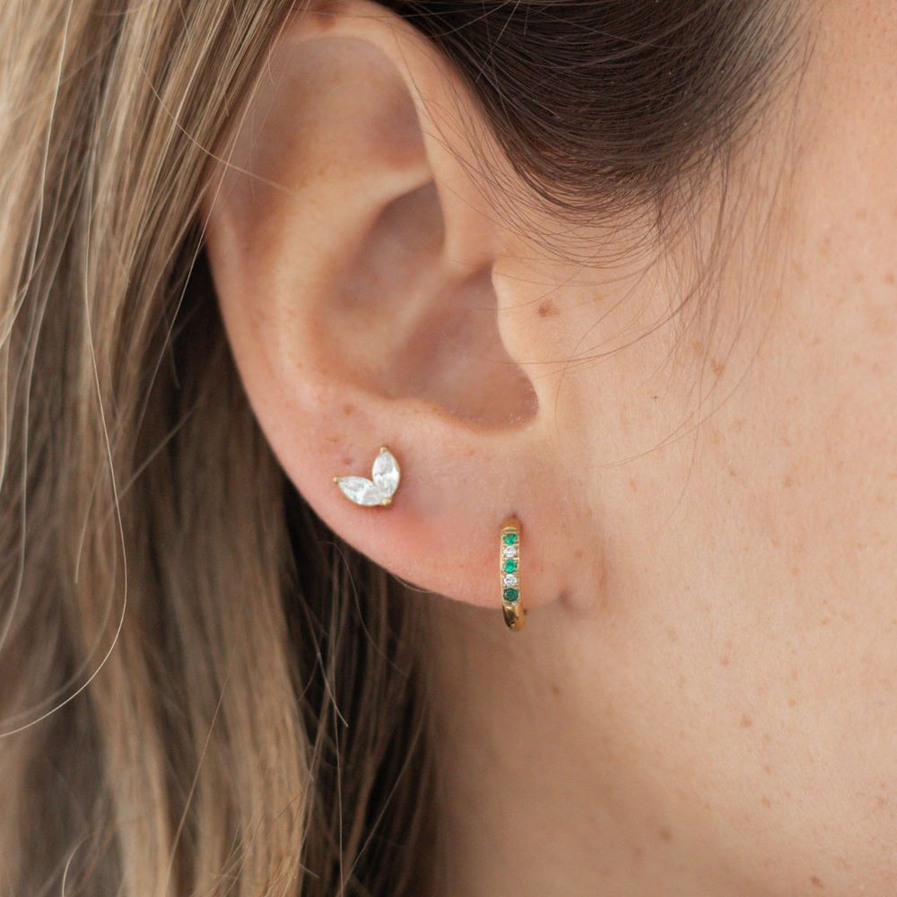 Mini Krystal Stud Øreringe - 18K Guldbelagt