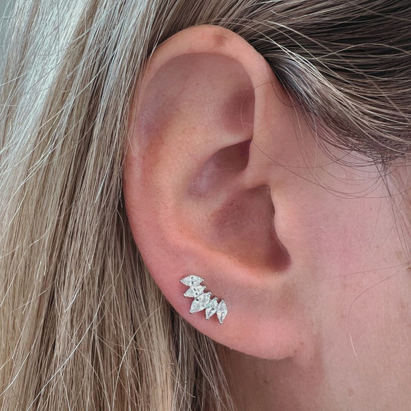 Krystal Stud Øreringe - Sølvfarvet
