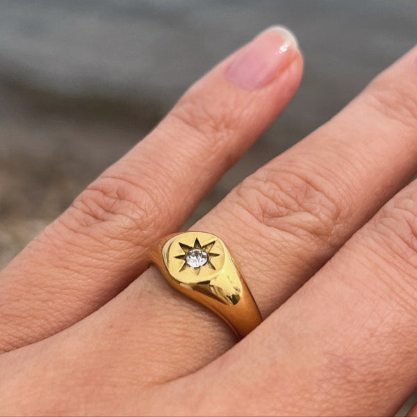 Star Rund Ring - 18K Guldbelagt