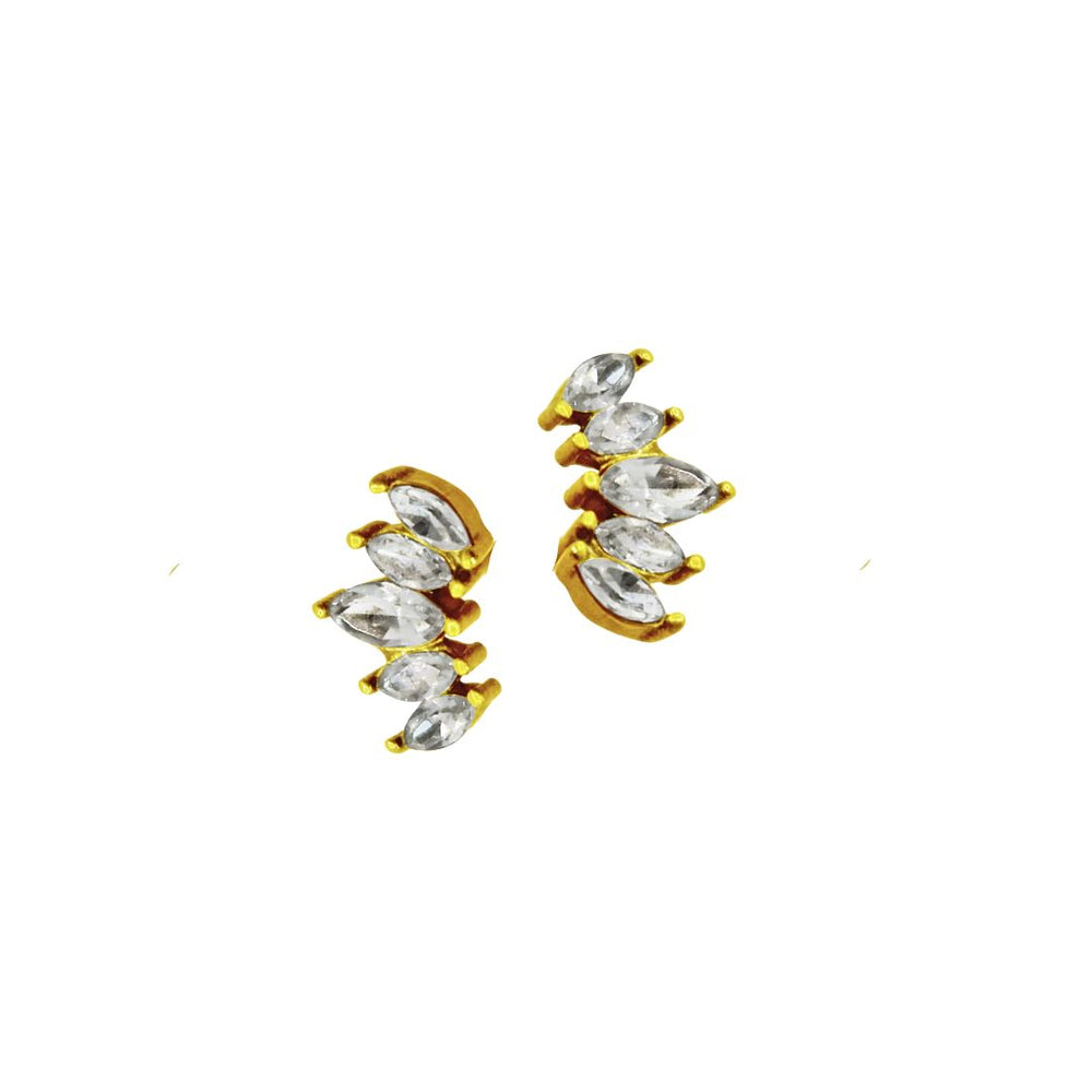 Krystal Stud Øreringe - 18K Guldbelagt