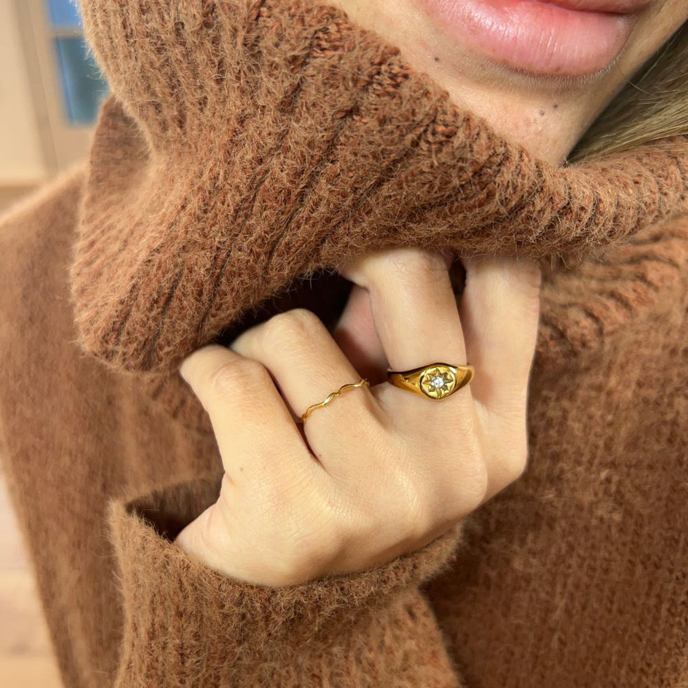 Star Rund Ring - 18K Guldbelagt