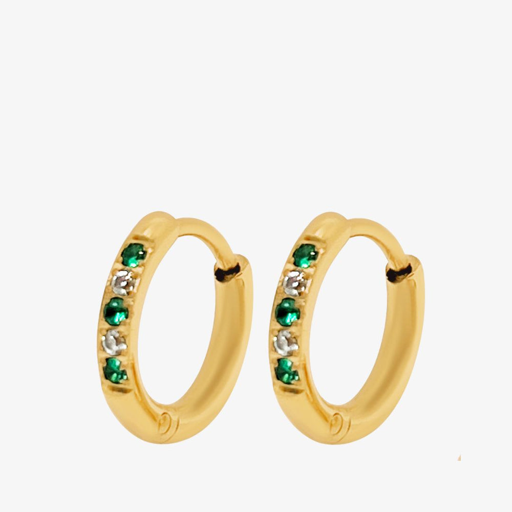 Grønne Creol Øreringe - 18K Guldbelagt