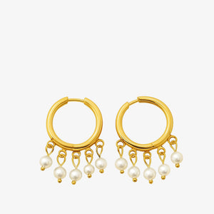 Perle Hoops Øreringe - 18K Guldbelagt