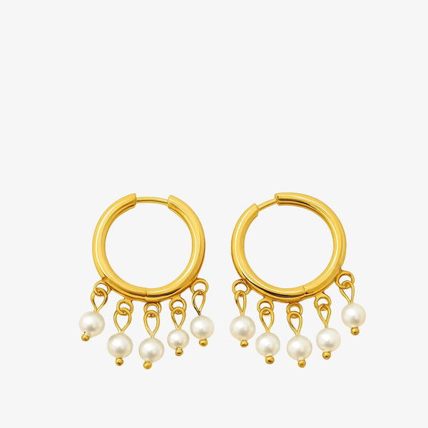 Perle Hoops Øreringe - 18K Guldbelagt