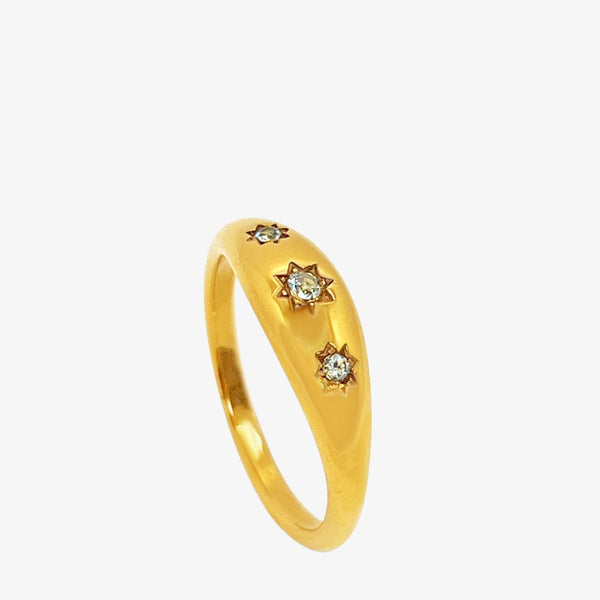Star Oval Ring - 18K Guldbelagt