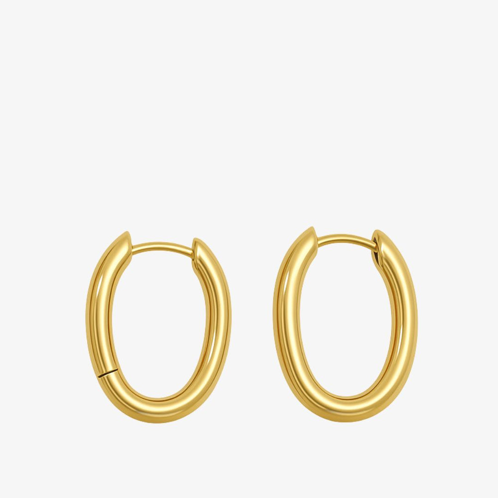 Ovale Creol Øreringe - 18K Guldbelagt