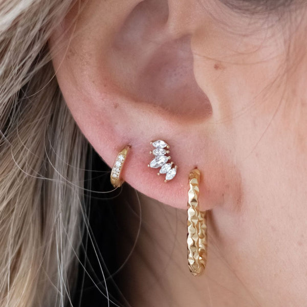 Krystal Stud Øreringe - 18K Guldbelagt