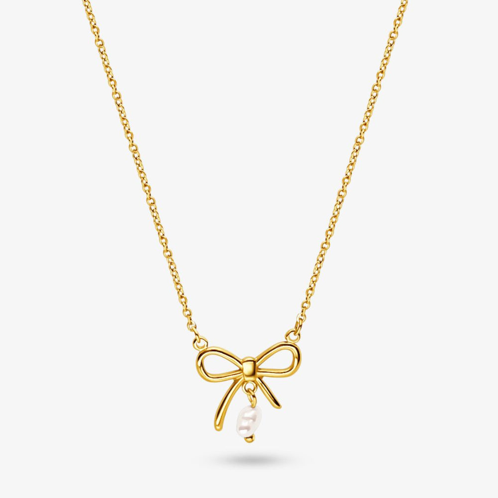 Sløjfe Perle Halskæde - 18K Guldbelagt