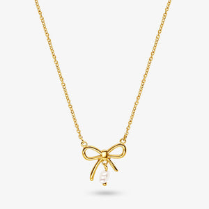 Sløjfe Perle Halskæde - 18K Guldbelagt