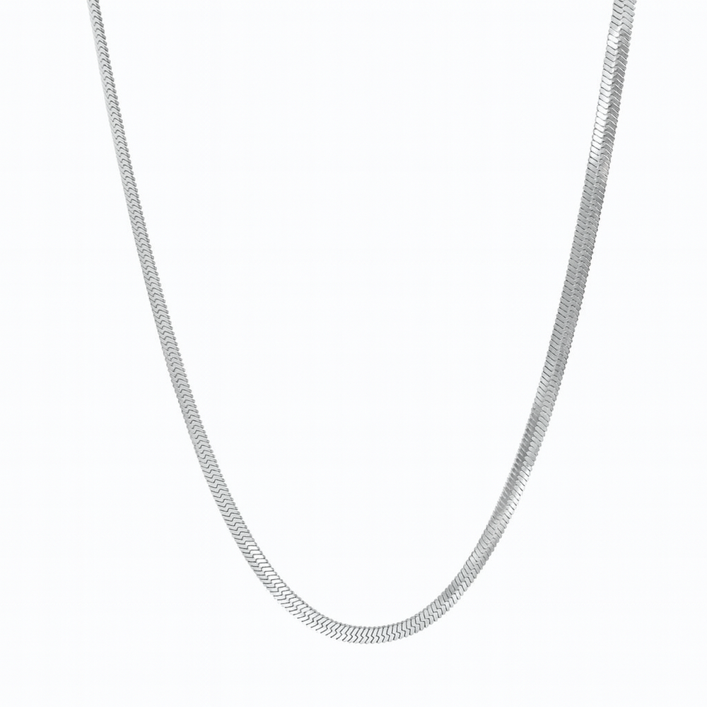 Flad Slange Halskæde - Sølvfarvet