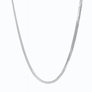 Flad Slange Halskæde - Sølvfarvet