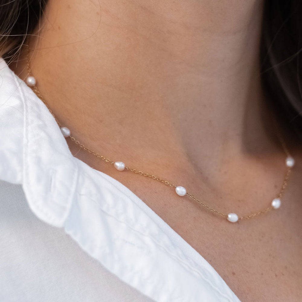 Dot Perle Halskæde - 18K Guldbelagt