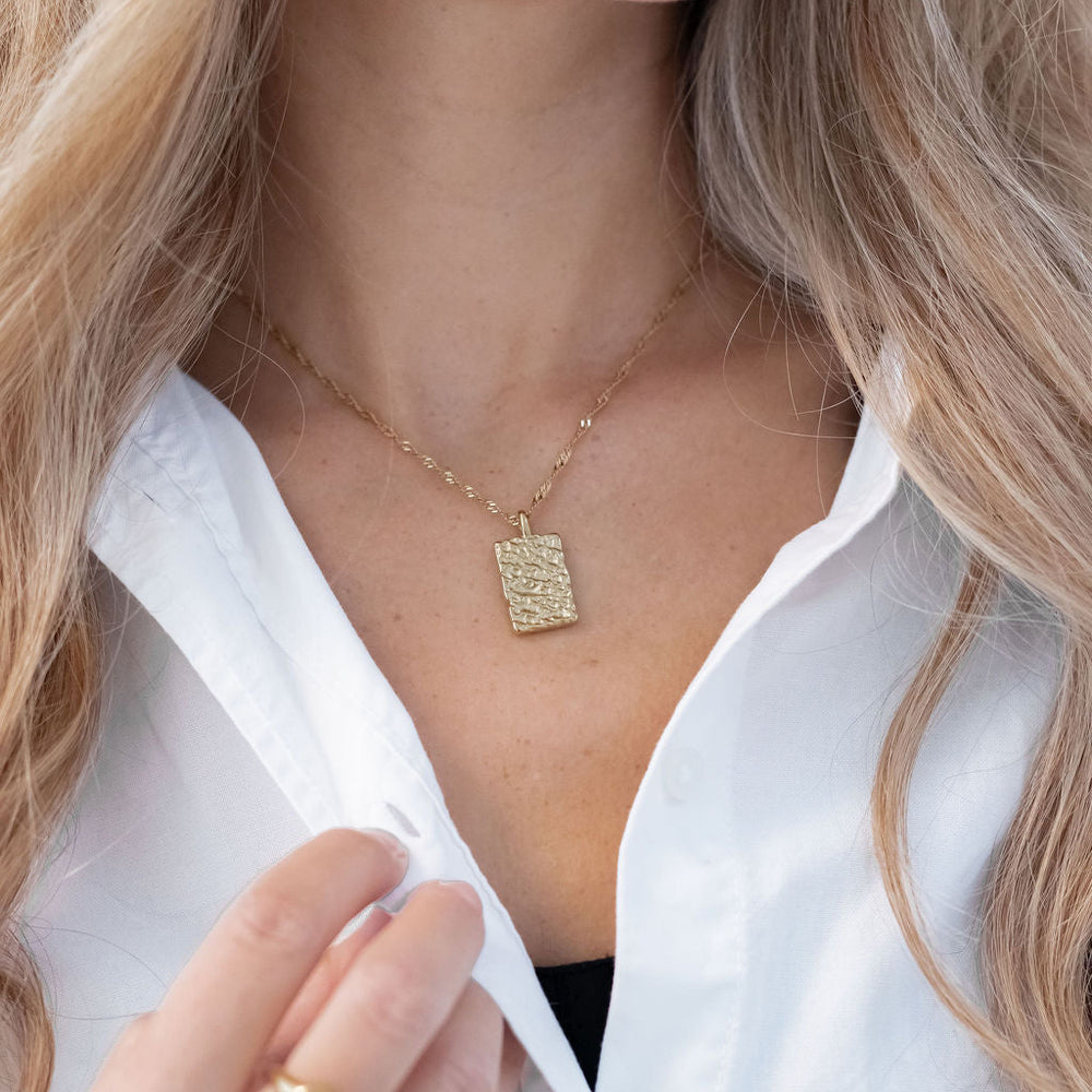 Hamret Halskæde - 18K Guldbelagt