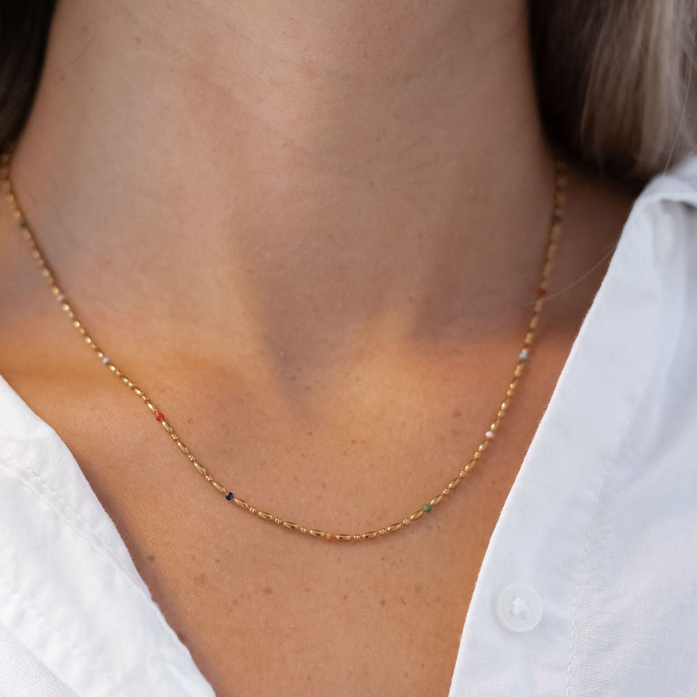Color Dot Halskæde - 18K Guldbelagt