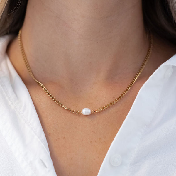 Chunky Perle Halskæde - 18K Guldbelagt