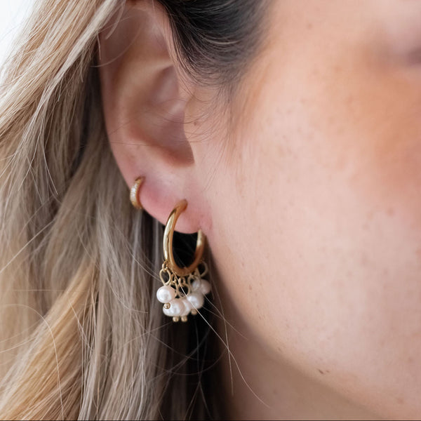 Perle Hoops Øreringe - 18K Guldbelagt