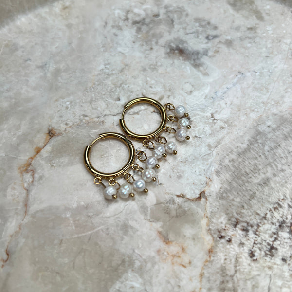 Perle Hoops Øreringe - 18K Guldbelagt