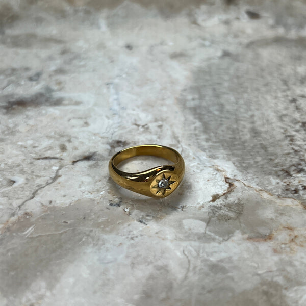 Star Rund Ring - 18K Guldbelagt