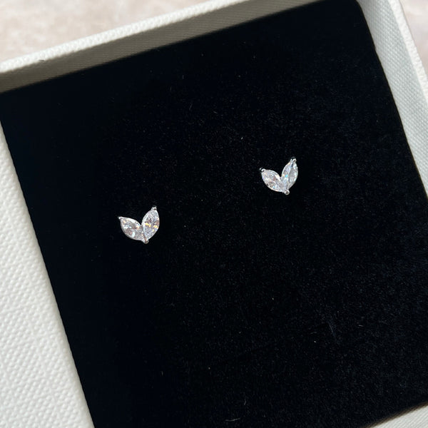 Mini Krystal Stud Øreringe - Sølvfarvet