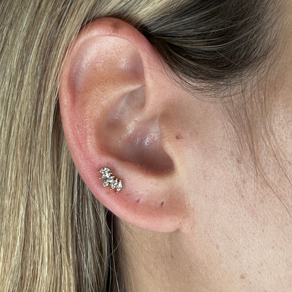 Krystal Stud Øreringe - 18K Guldbelagt