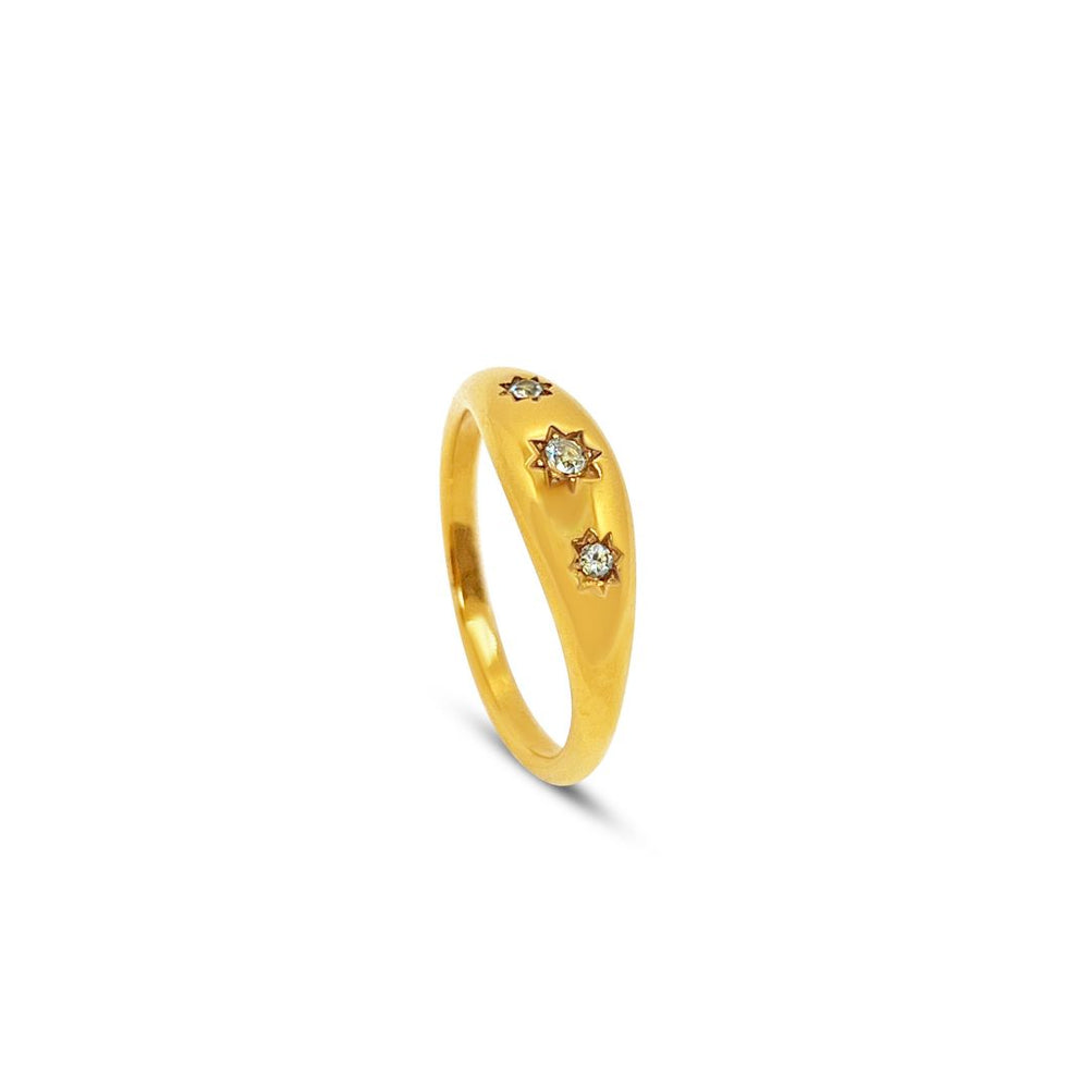 Star Oval Ring - 18K Guldbelagt
