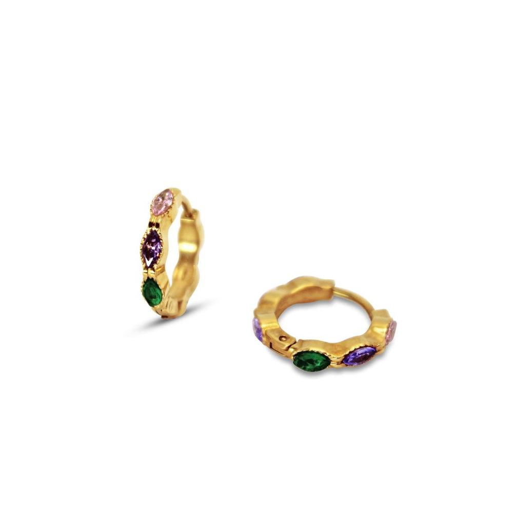 Color Hoops Øreringe - 18K Guldbelagt