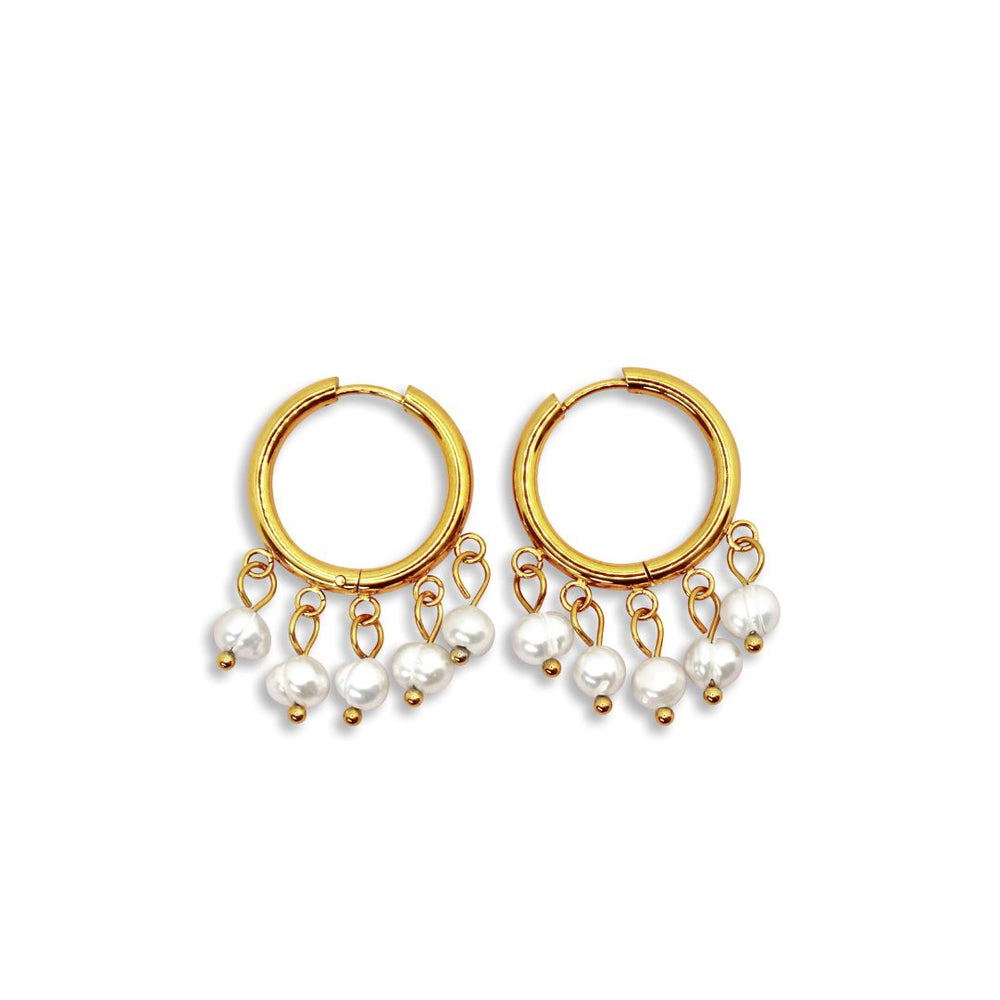Perle Hoops Øreringe - 18K Guldbelagt