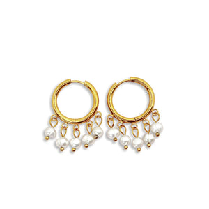Perle Hoops Øreringe - 18K Guldbelagt