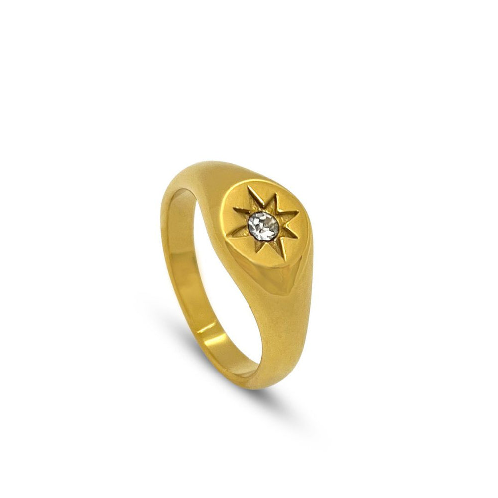 Star Rund Ring - 18K Guldbelagt