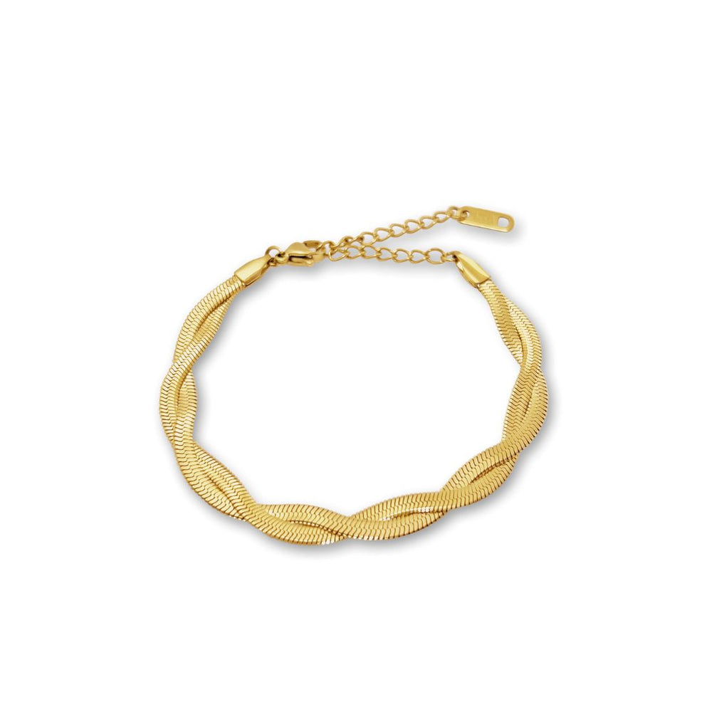 Flad Twist Slange Armbånd - 18K Guldbelagt