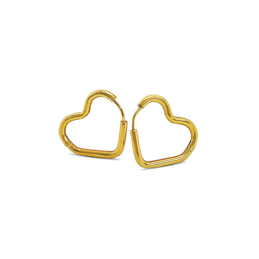 Heart Hoops Øreringe - 18K Guldbelagt