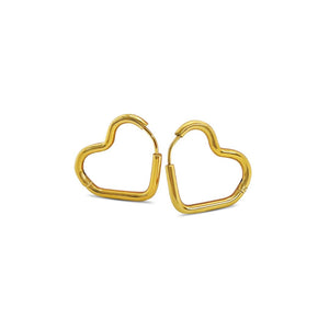 Heart Hoops Øreringe - 18K Guldbelagt