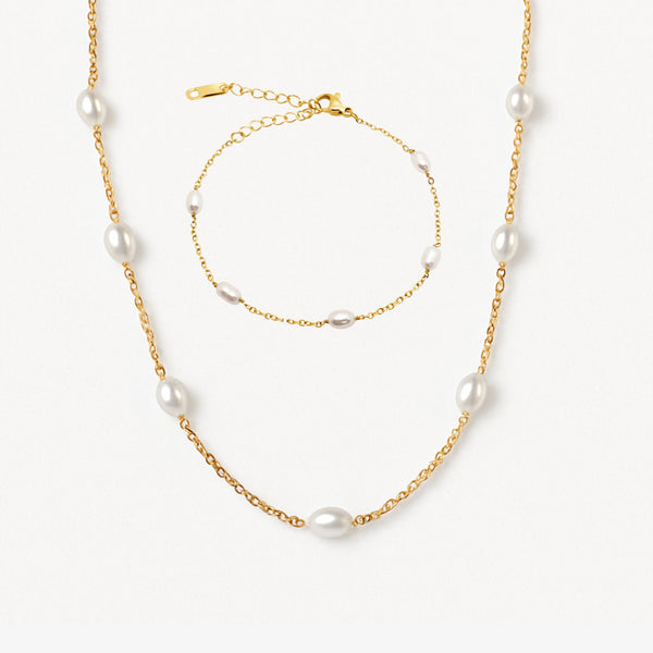 Perle Dot Halskæde - 18K Guldbelagt